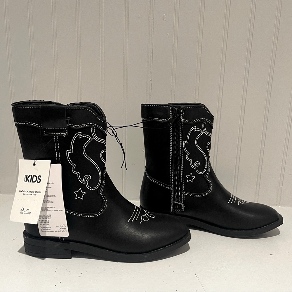 Cotton on kids, size 10 (toddler) black cow boy boots.